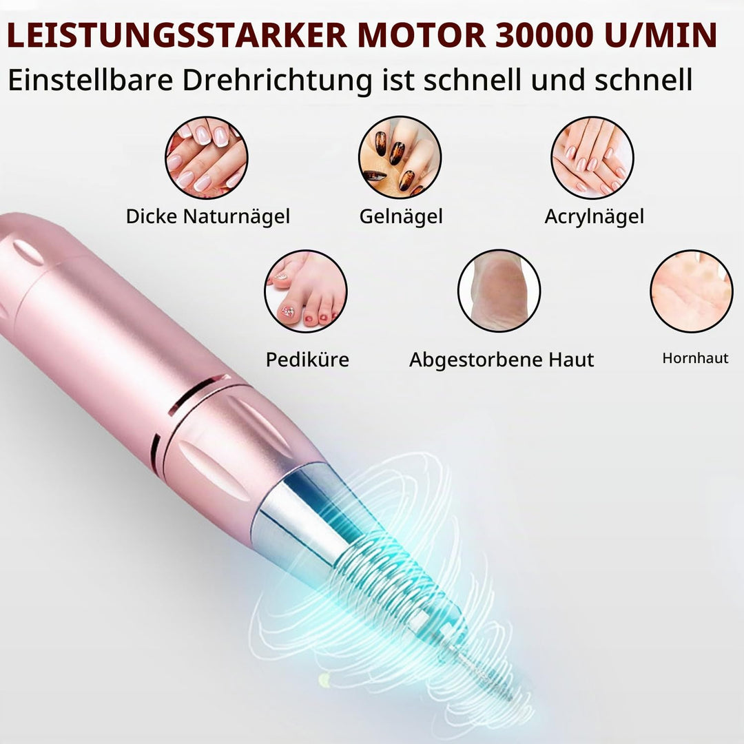 Elektrischer Nagelfräser, Professionell 4-in-1 Manikure- Pedikure-Set, mit 80W Absaugung &amp; waschbare