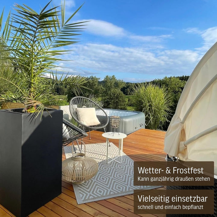VIVANNO Pflanzkübel Blumenkübel Übertopf Säule Fiberglas Anthrazit Block 80x40x40, 80x40x40 cm Anthr