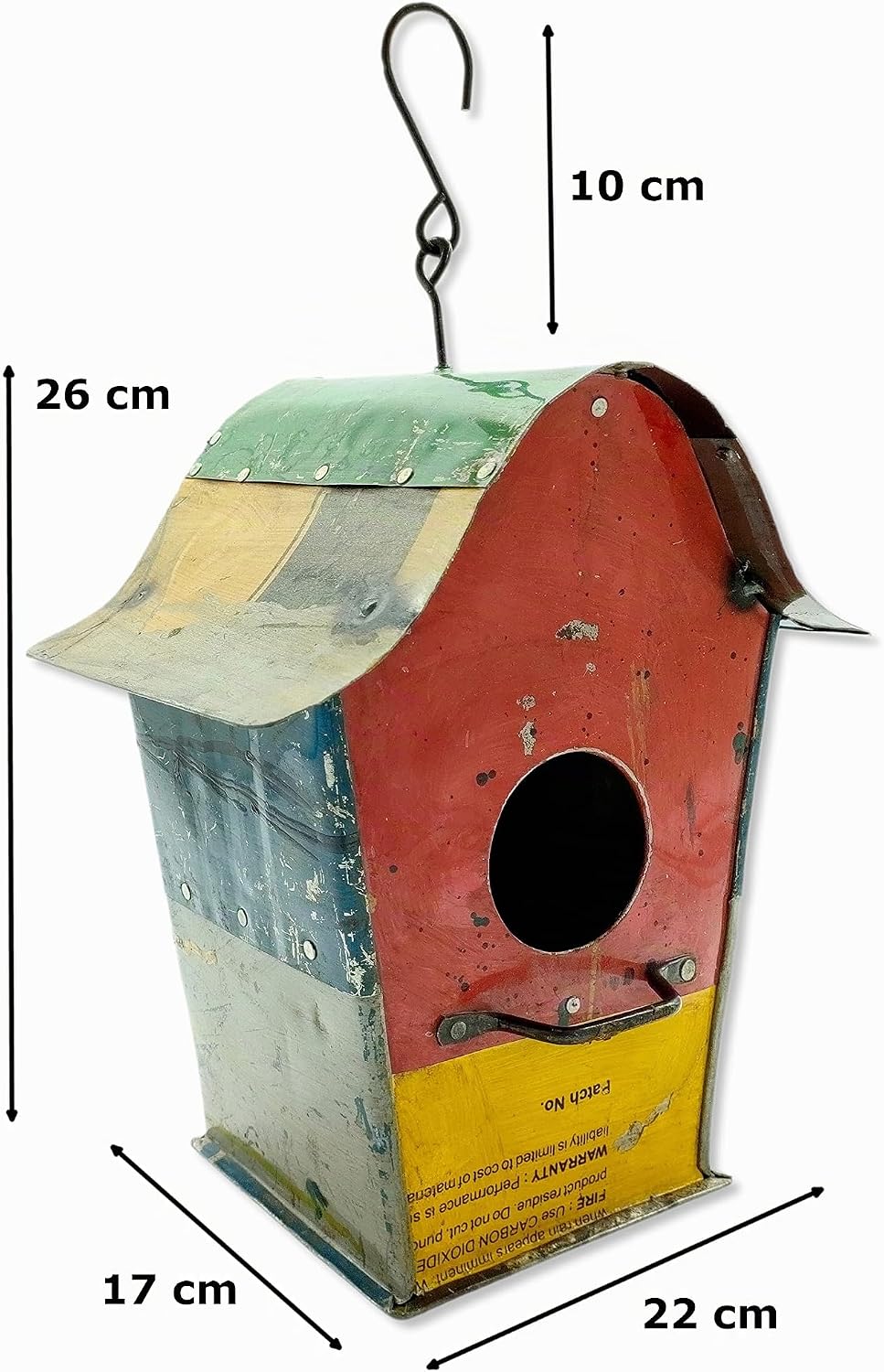 Metall Vogelhaus zum aufhängen 22 x 36cm bunt Nist-Kasten Garten-Deko Vögel