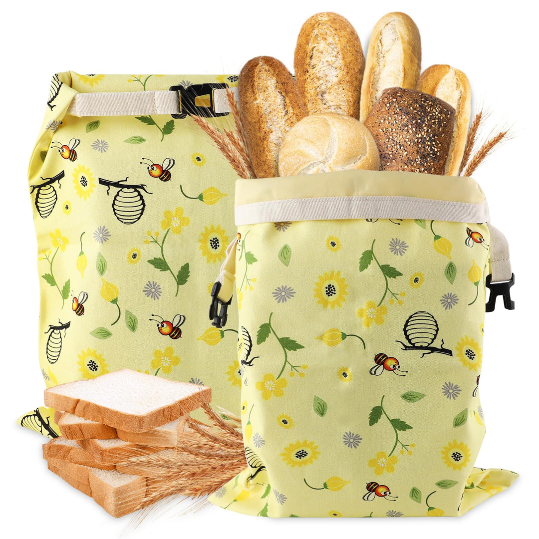 2 Stück Bienenwachs Brotbeutel Gross, Wiederverwendbare Brotbeutel mit Bienenwachs, 43x33 cm Brotbeu