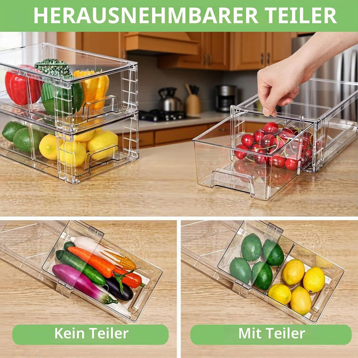 4er-Set Stapelbare Kleine Aufbewahrungsschubladen, Acryl Organizer mit Griffen, Kunststoffboxen für