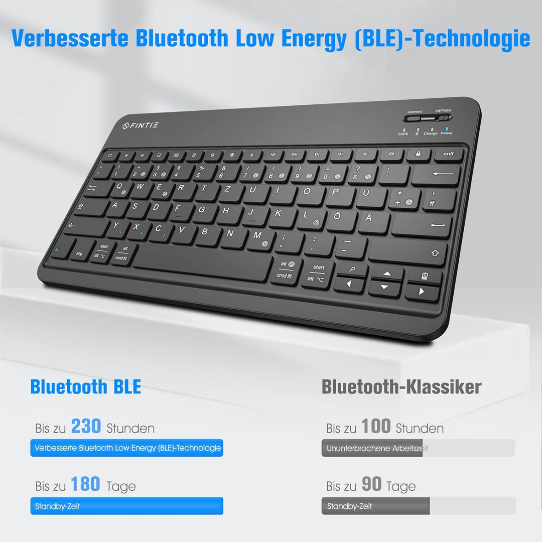 FINTIE Ultradünn Bluetooth Tastatur mit deutschem Layout QWERTZ für iPad Air/Pro/Mini/iPad 10.9/10.2