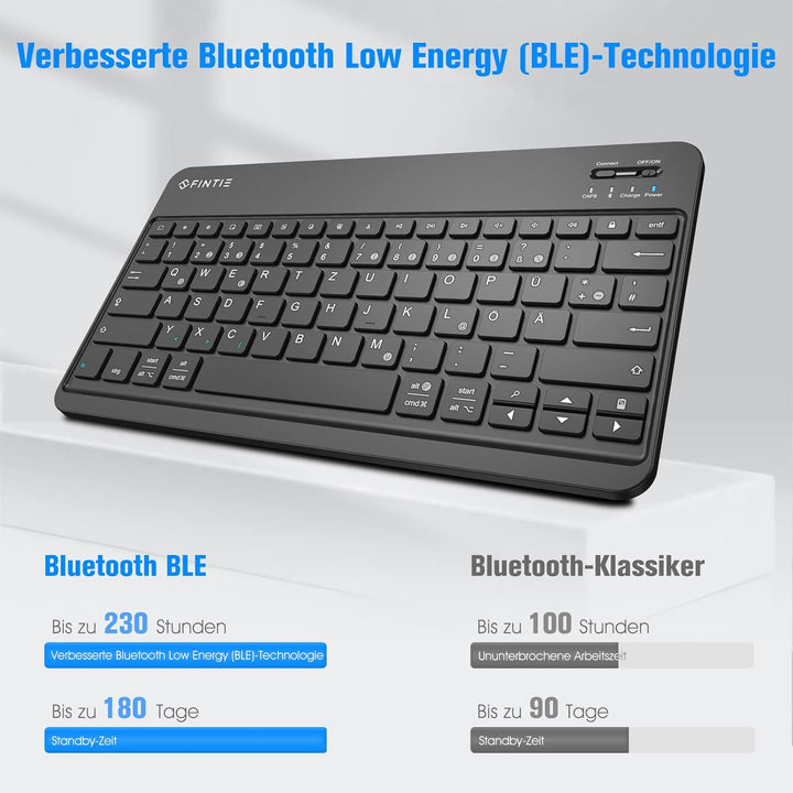 FINTIE Ultradünn Bluetooth Tastatur mit deutschem Layout QWERTZ für iPad Air/Pro/Mini/iPad 10.9/10.2