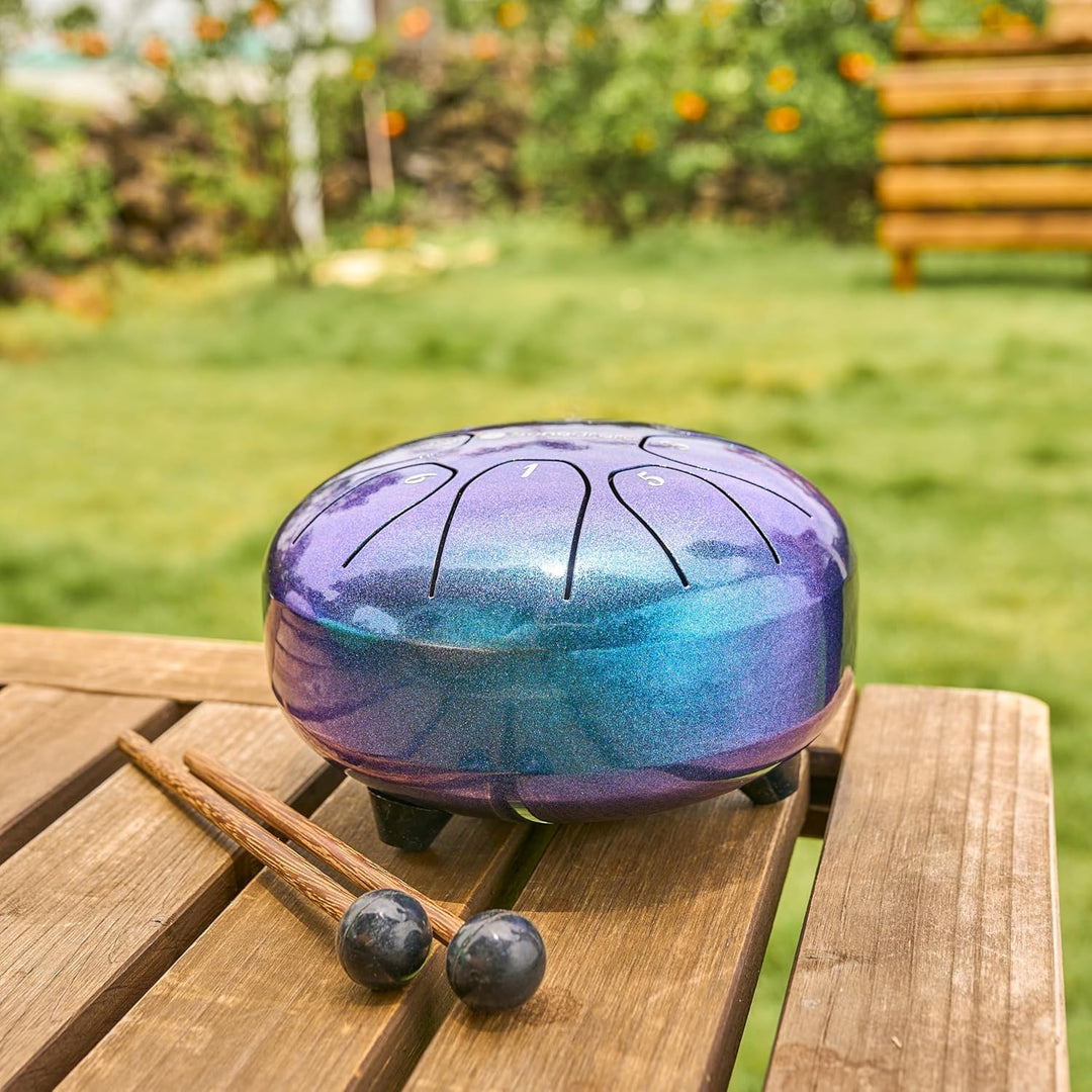 Sonodrum Zungentrommel "Standard 14cm C-Dur" Beere - Steel Drum inkl. Schlägel, gratis Liederbuch un