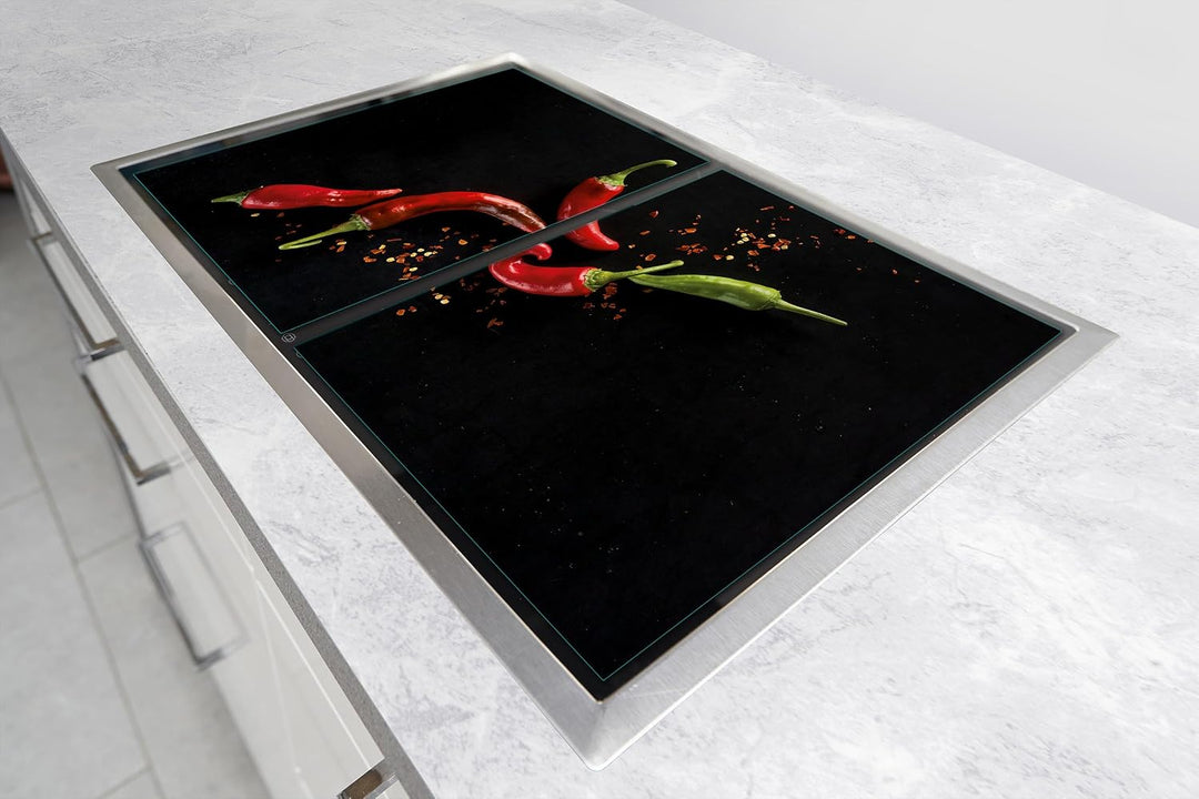 TMK ArtDeko Herdabdeckplatte 2 Teilig 40x52 + 60x52 cm - Spritzschutz Herdabdeckung – Herdschutz aus