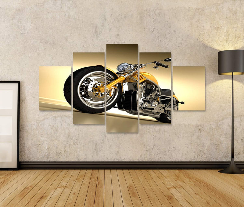 Bild Bilder auf Leinwand EIN schönes Studio schoss von einem gelben Harley Davidson Wandbild, Poster