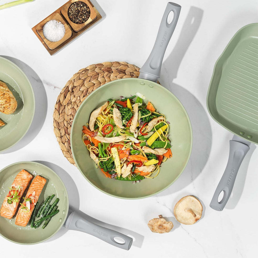 Salter BW09285 Earth Wokpfanne Induktion 28cm, grosser Wok mit rundem Boden, hohem Rand zum Kochen,