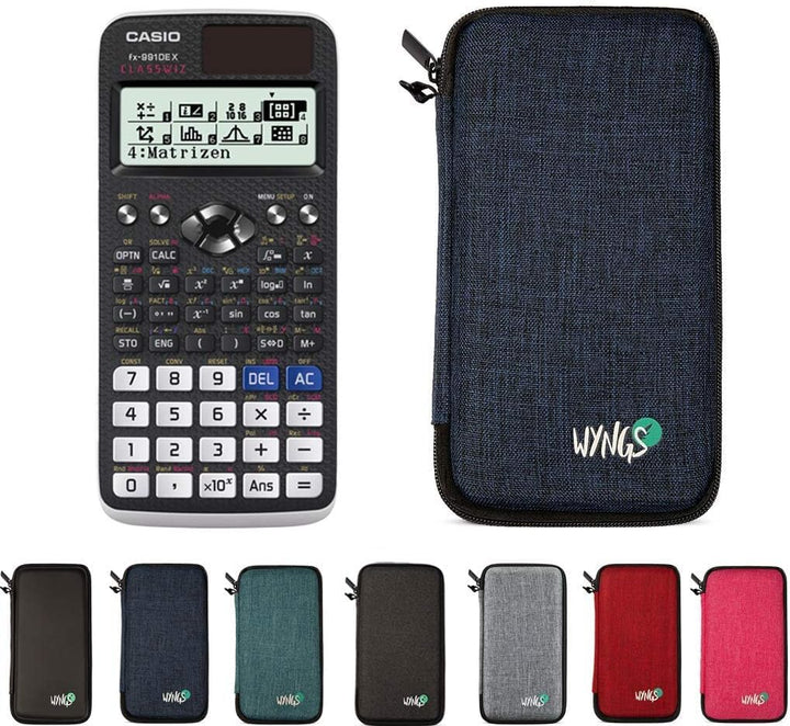 Casio fx-991DE X Classwiz inkl. WYNGS Schutztasche Blau - Wissenschaftlicher Taschenrechner - Basic