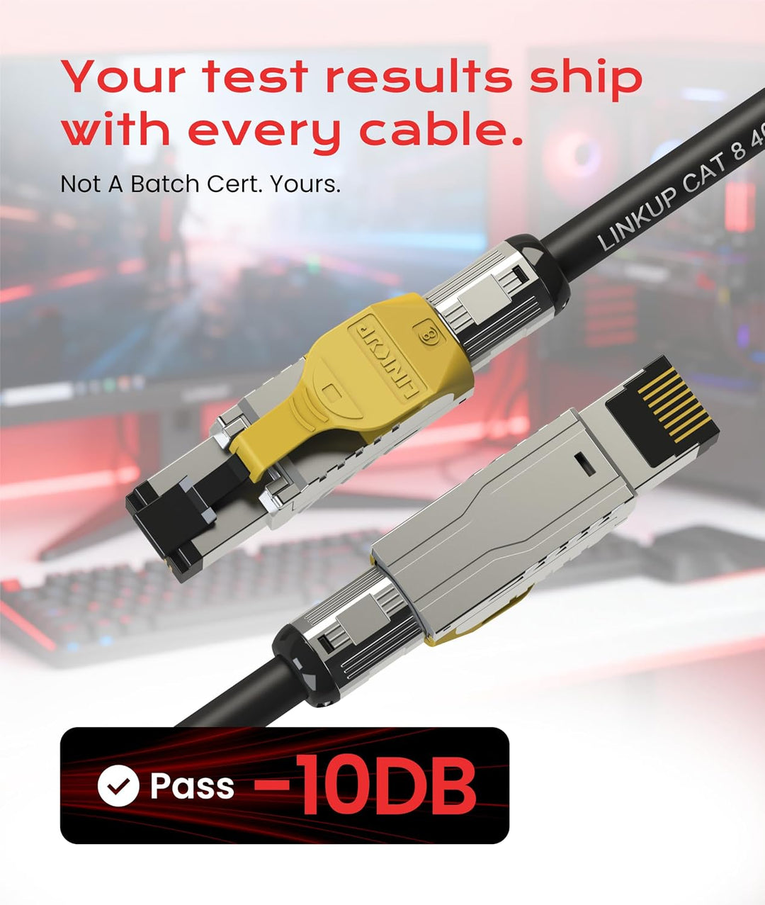 LINKUP - [GHMT &amp; DSX8000 Zertifiziert Cat8-Ethernet-Patchkabel S/FTP 22AWG Doppelt Geschirmtes Massi