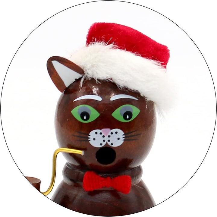 Dekohelden24 Trendige Moderne Holz-Räucherfigur Katze, in dunkel braun, L/B/H 5 x 5 x13 cm