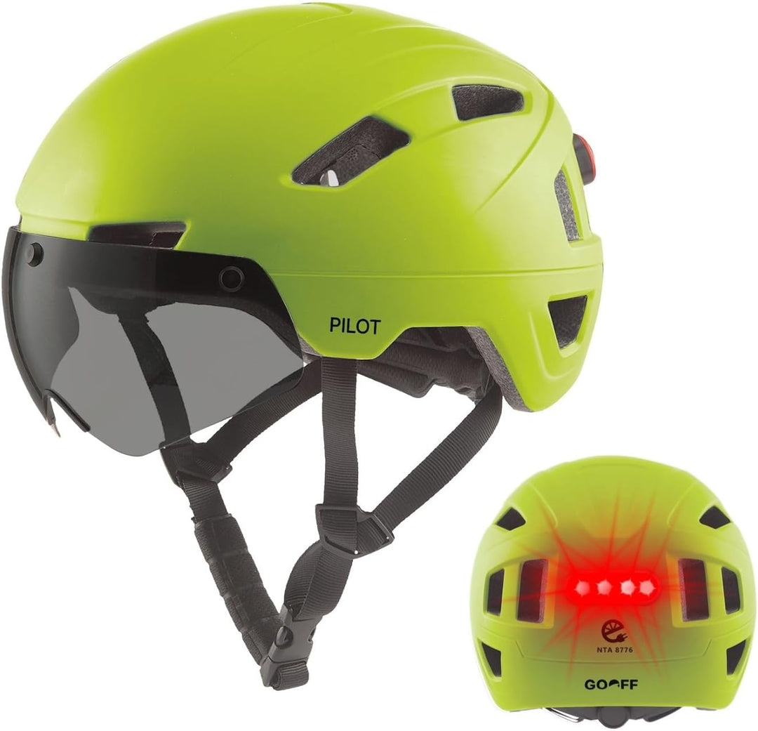 GOOFF Pilot S-Pedelec Helm - Schutz für schnelle E-Bike Fahrten – Fahrradhelm mit Visier und Licht –