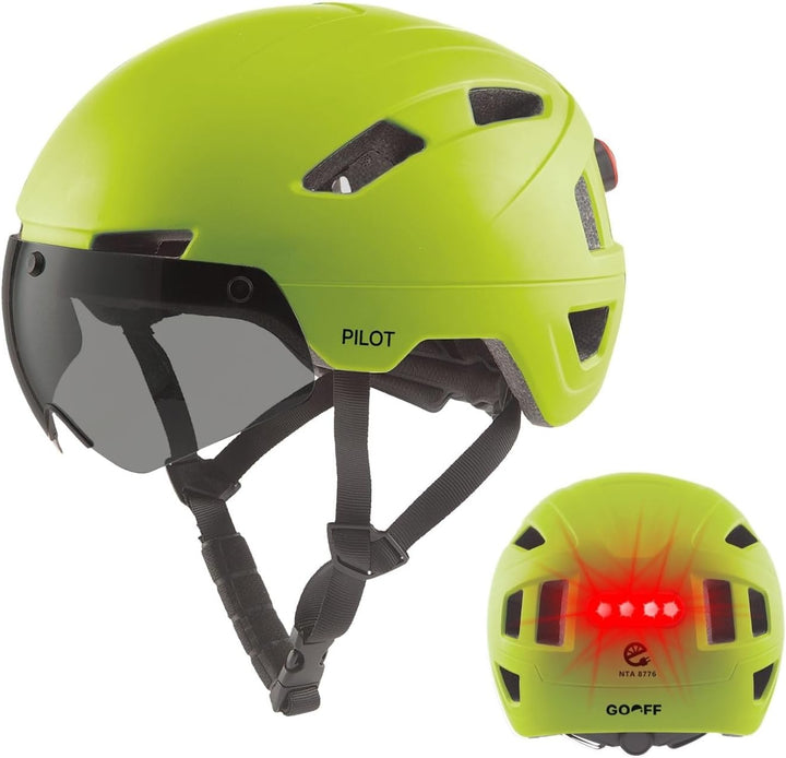 GOOFF Pilot S-Pedelec Helm - Schutz für schnelle E-Bike Fahrten – Fahrradhelm mit Visier und Licht –