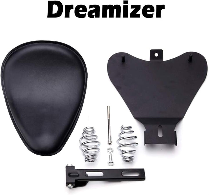 DREAMIZER Schwarzer Motorrad Bobber Sitz, Motorrad Solo Sitz Mit Grundplatte der Federhalterung für