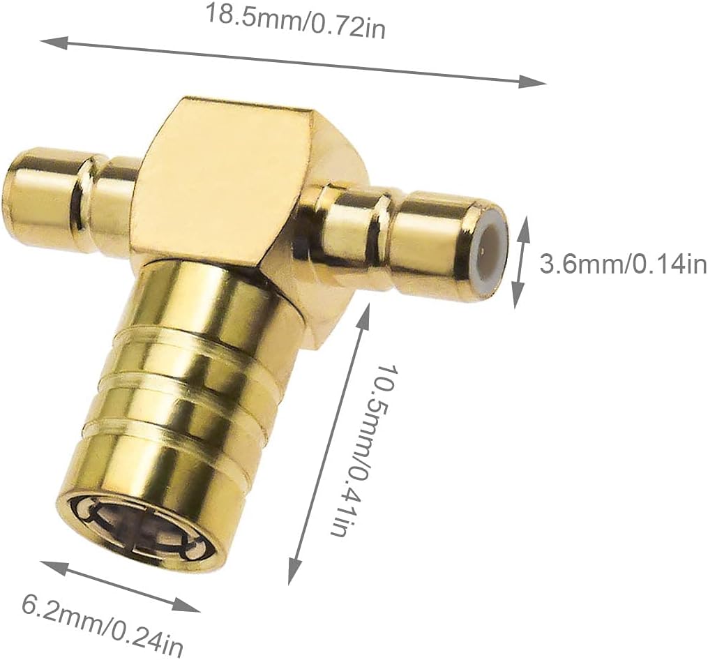 Adapter Typ T SMB weiblich auf Doppel-SMB, Messing, für Radio, Sat, Antenne, Radio Dab, 2 Stück