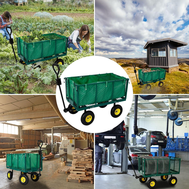 Arebos Bollerwagen | Gartenwagen | mit Profilreifen | 550kg belastbar | faltbar | grün | herausnehmb