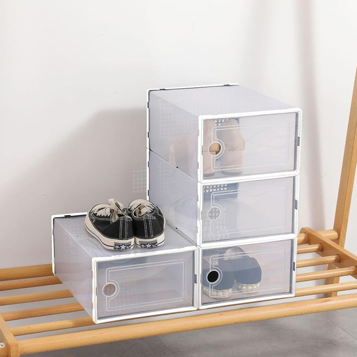 Schuhboxen, 6 Stück Stapelbar Transparent Schuhkarton mit Deckel, platzsparend, stapelbar, Schuhschr