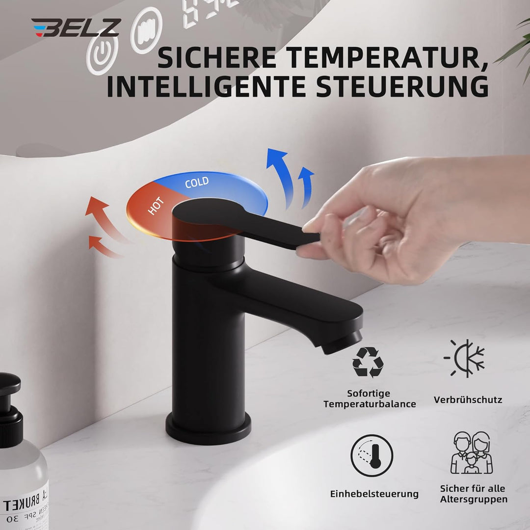 BELZ Wasserhahn Bad, Einhebel-badarmatur, Armatur Badezimmer, Mischbatterie Bad, Wassersparend, Ener