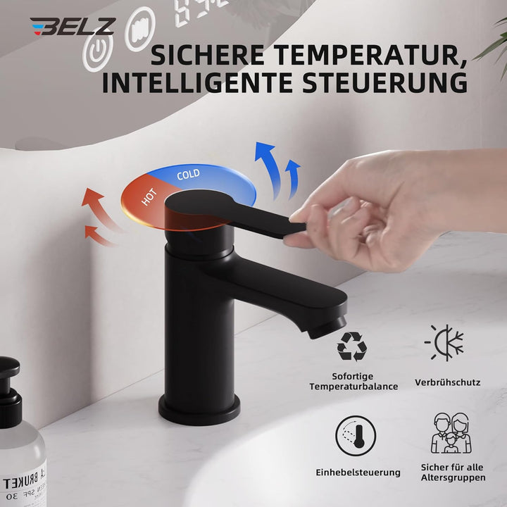 BELZ Wasserhahn Bad, Einhebel-badarmatur, Armatur Badezimmer, Mischbatterie Bad, Wassersparend, Ener