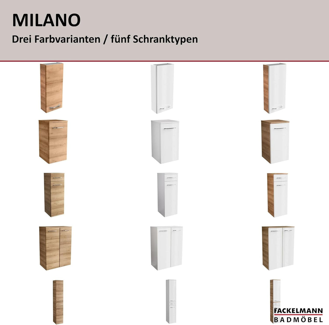 FACKELMANN Milano Doppelmidischrank mit Türen – Schrank fürs Badezimmer (60,2 cm x 82,6 cm x 32 cm)
