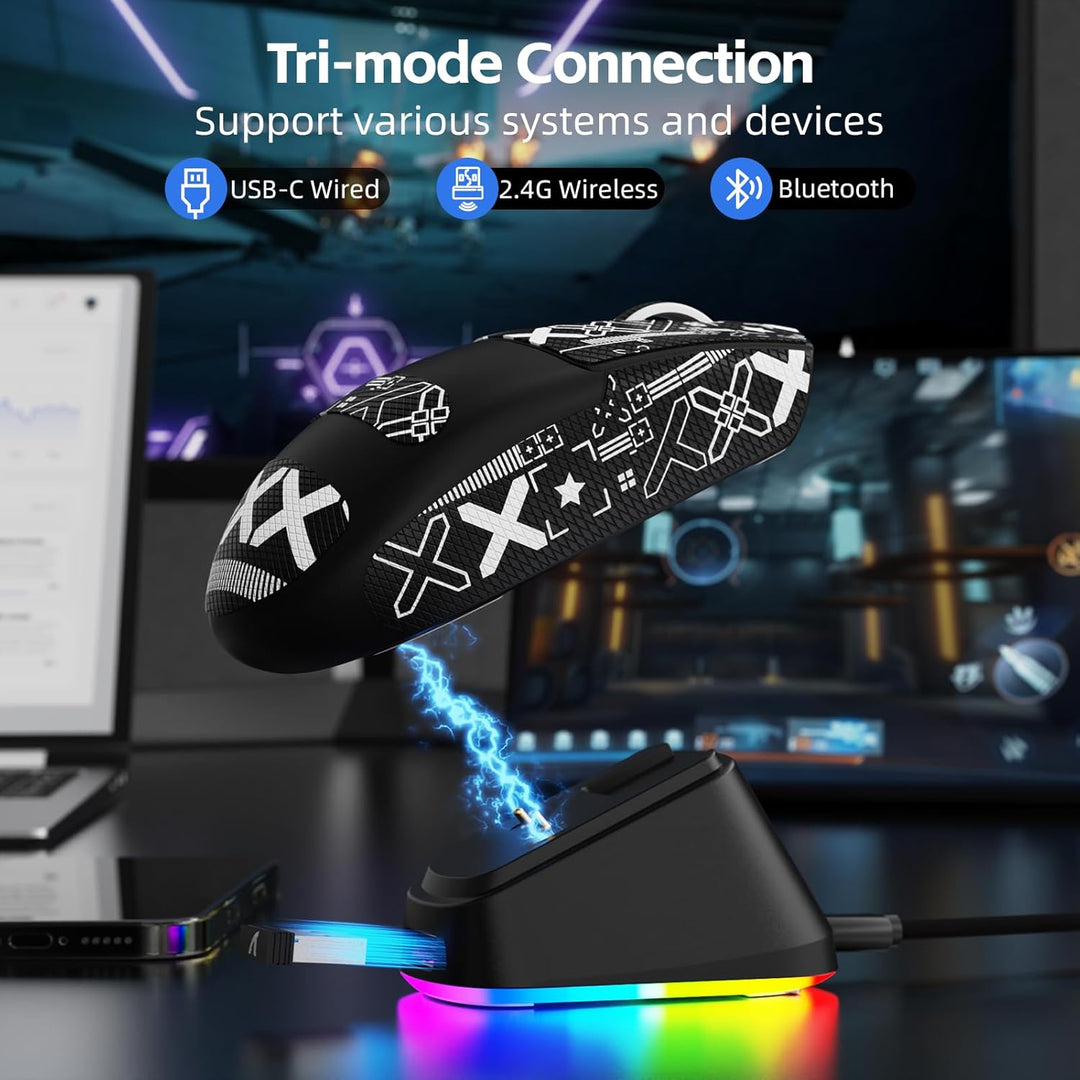 ATTACK SHARK G3PRO Kabellose Gaming-Maus mit Magnetischer Ladestation, PixArt PAW3311-Sensor, Bis zu