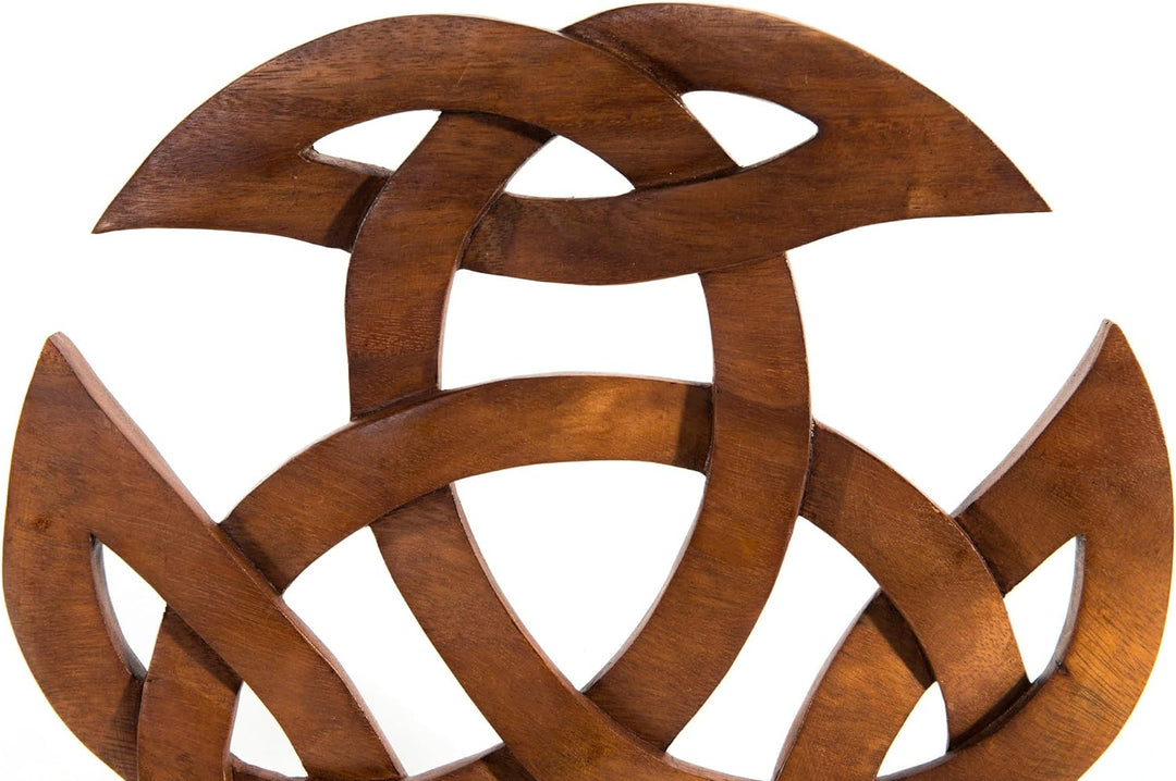 Windalf Grosses Celtic Holz Wandbild ARWAIN Ø 30 cm Wandornament Offene Dreifalt Wandfigur Handarbei