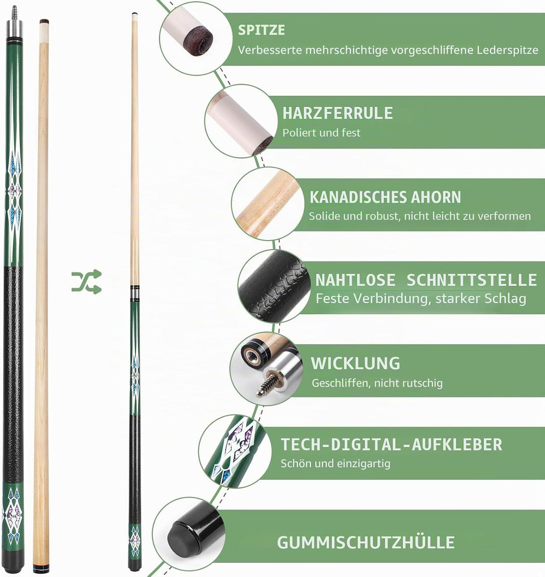 Kmise Billard-Stick-Set, 147 cm, Billard-Queue-Stick, Snooker-Spiel, Billard-Sticks für Männer, prof