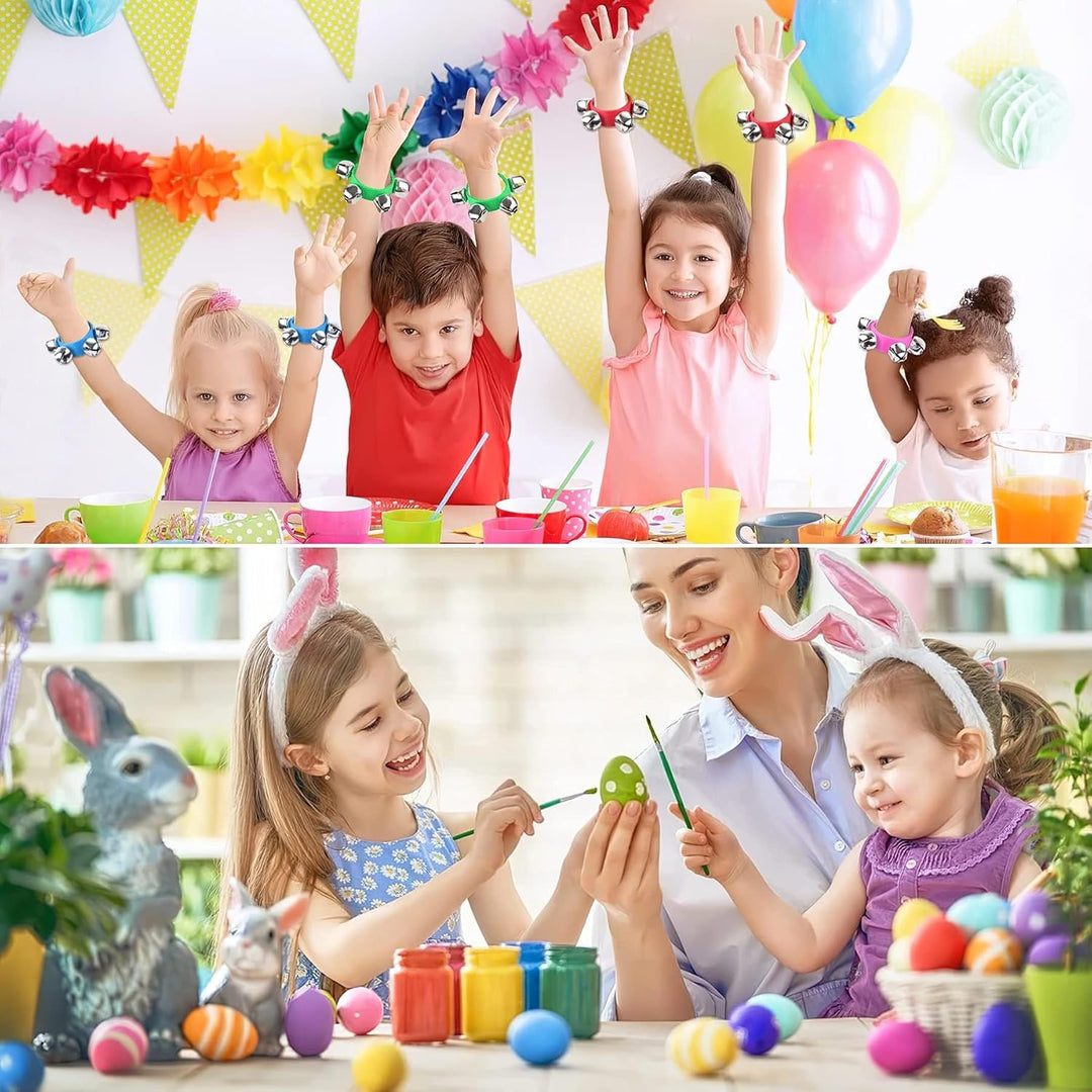Augshy 24 Stück Shaker Musikinstrumente für Kinder, 12 Stück Eier-Shaker und 12 Stück Handgelenk Han
