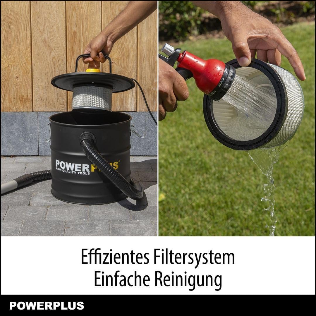 Powerplus Staubsauger POWX3013 Aschesauger für Kamin - 1600W - 20L Auffangbehälter - 2m Kabel - Inkl