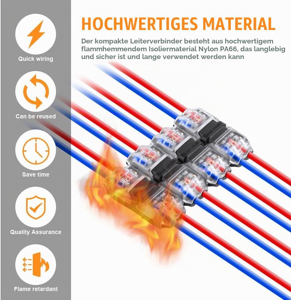 Flintronic 20 Stück H Verbinder, Niederspannung T Hahn Kabelverbinder, 2 Pin 2 Wege Kabelverbinder,