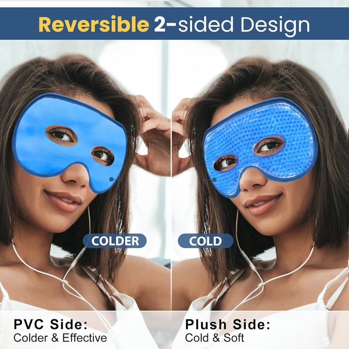 BeeVines Eis-Augenmaske, 2er-Pack JUMBO Kühlende Gel-Masken für geschwollene Augen für Männer &amp; Frau