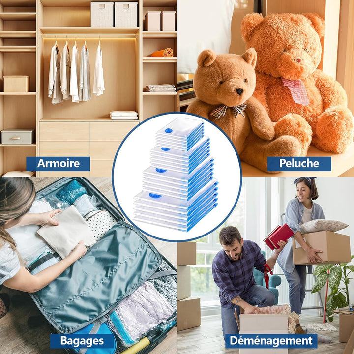 Vakuumbeutel für Kleidung mit Pumpe, 20 Stück Vacuum Bags für Bettdecken,Kleidung,Reise,Kissen, Clot