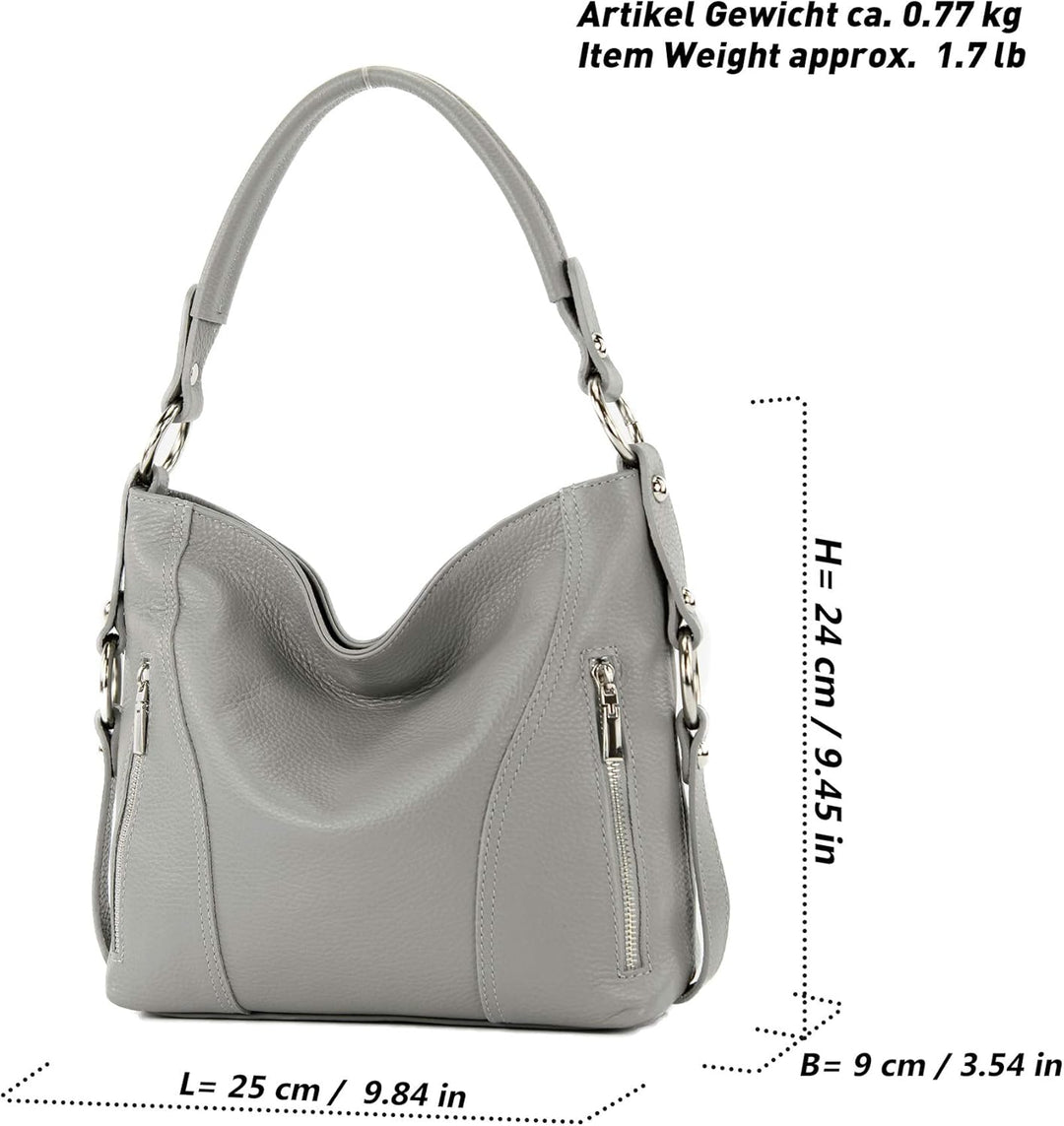 modamoda de - T202 - ital. Damen Henkeltasche Schultertasche aus Leder Senfgelb, Senfgelb
