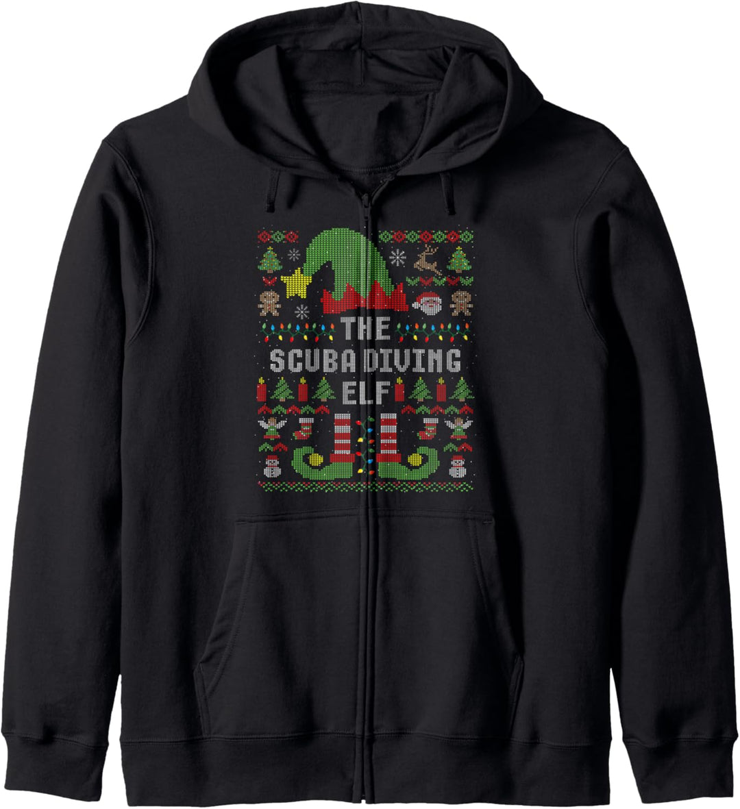 Die Scuba Diving Elf Hässliche Weihnachten Passende Familiengruppe Kapuzenjacke