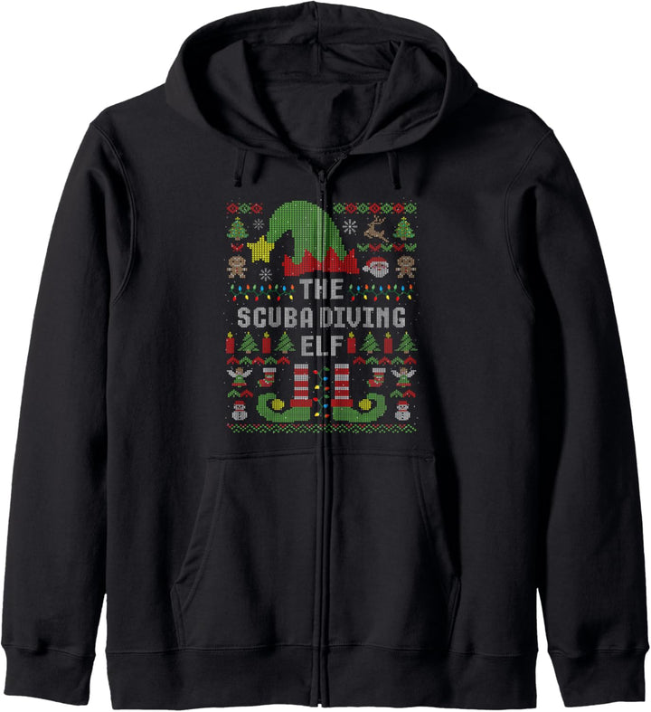 Die Scuba Diving Elf Hässliche Weihnachten Passende Familiengruppe Kapuzenjacke
