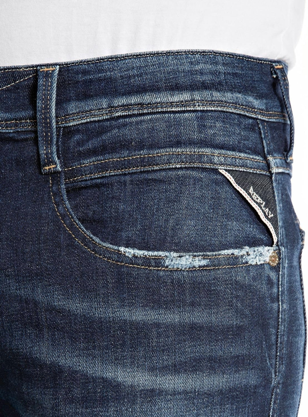 Replay Herren Jeans Anbass Slim-Fit Aged 30W / 34L Dark Blue 007, 30W / 34L Dark Blue 007