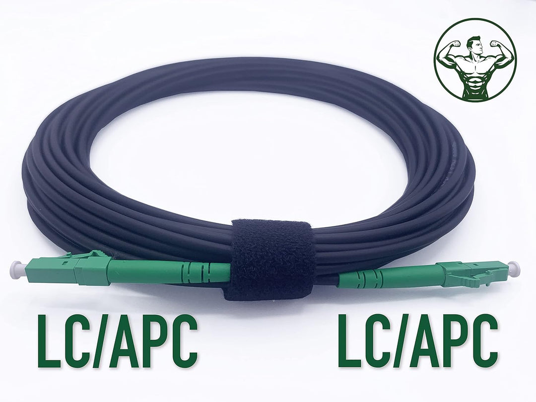 Elfcam® - 15m Gepanzerte Glasfaserkabel LC/APC auf LC/APC Stecker, Simple Singlemode 9/125μm OS2 Pat