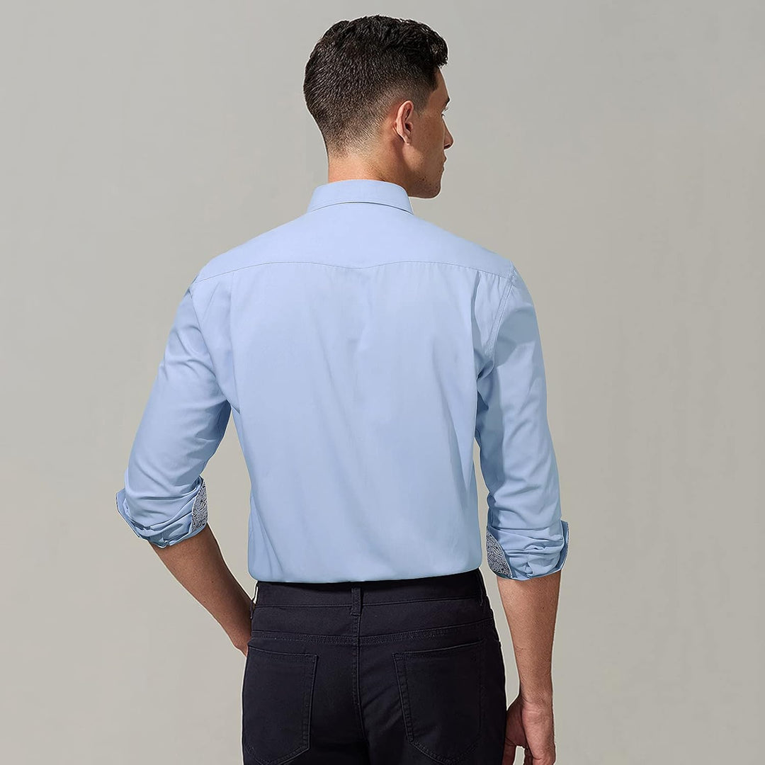 HISDERN Herren Hemd formelle Freizeithemd Businesshemden Freizeithemden Langarm Baumwolle Klassisch