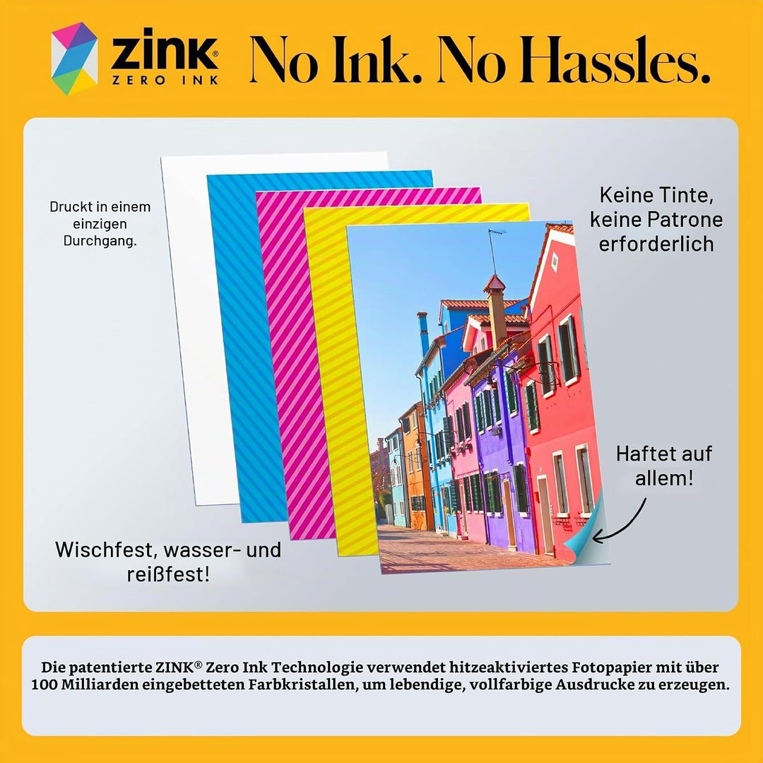 Kodak Printomatic+ Sofortbild Digitalkamera 10MP mit RGB LED, druckt Vollfarb-Fotos auf Zink 2x3” Pa