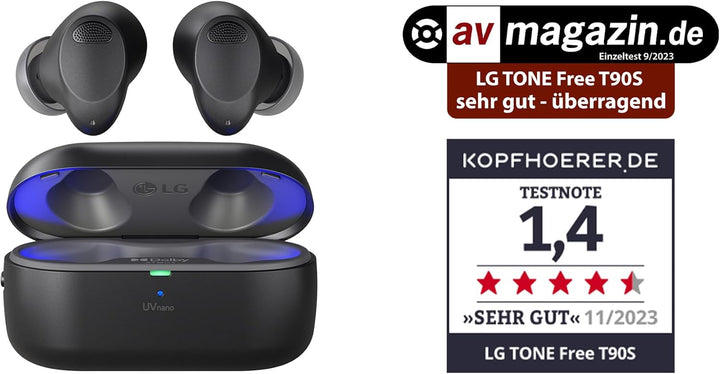 LG Tone Free T90S In-Ear Bluetooth Kopfhörer mit Dolby Atmos-Sound, Meridian-Technologie, ANC (Activ