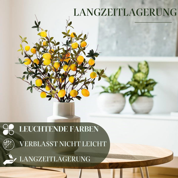 Gresorth Gelb Zitrone Lebensecht Dekoration Künstliche Gefälschte Kunststoff Zweigstelle Obst Blumen