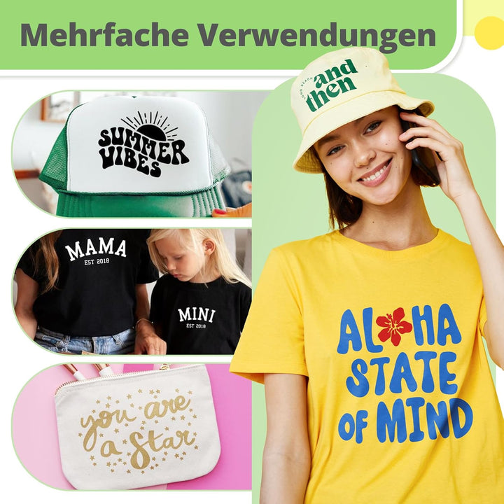 Zwanzer Plotterfolie Textil,30.5cm× 3.66m Flexfolie für Cricut und Silhouette Cameo,Verwendet in DIY