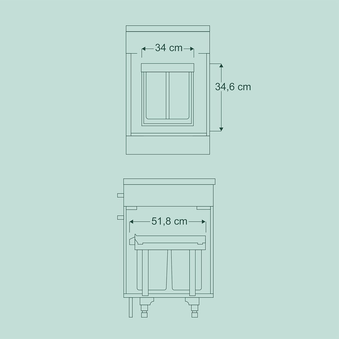 Relaxdays Einbaumülleimer 3-fach, ausziehbar, Küchenmülleimer für Unterschrank, 15 l &amp; 2x 8 l, 34,6