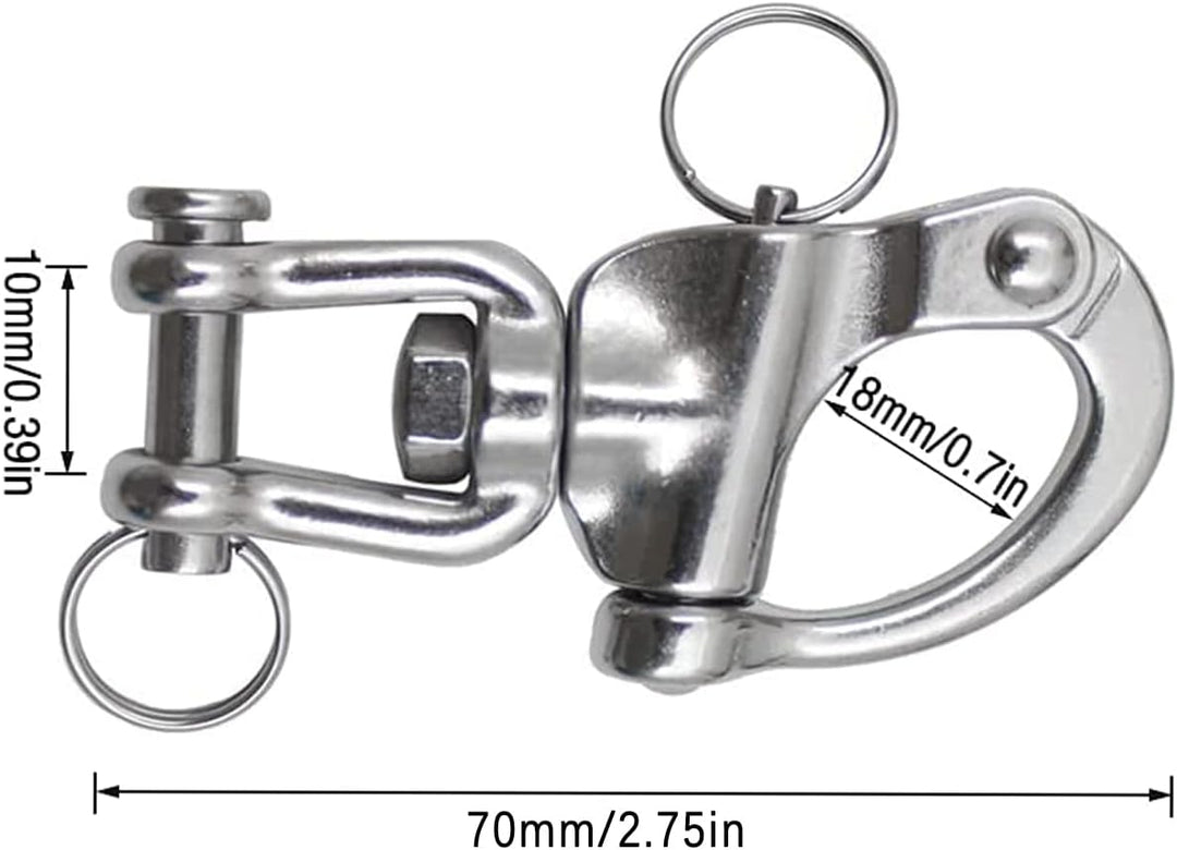 2 Stück Schnappschäkel, Wirbelschäkel, Edelstahl Schnappschäkel, Boot Schnappschäkel, Panikhaken Sch