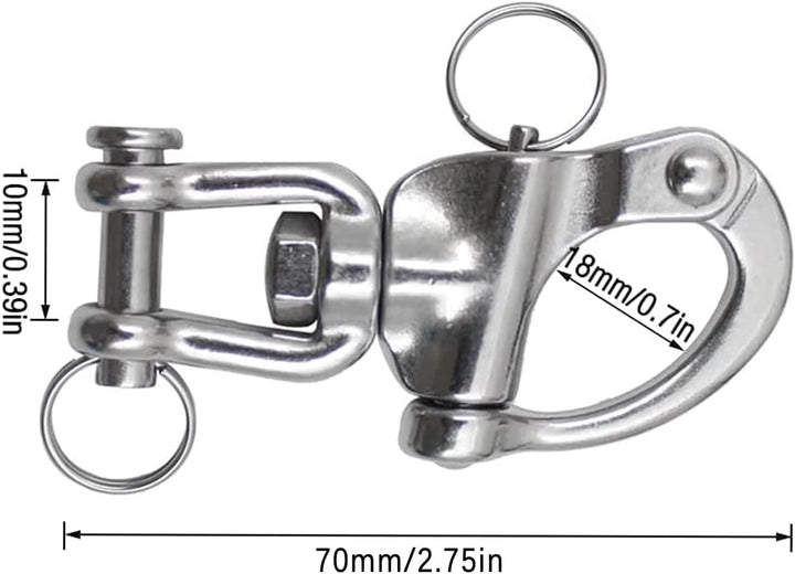 2 Stück Schnappschäkel, Wirbelschäkel, Edelstahl Schnappschäkel, Boot Schnappschäkel, Panikhaken Sch