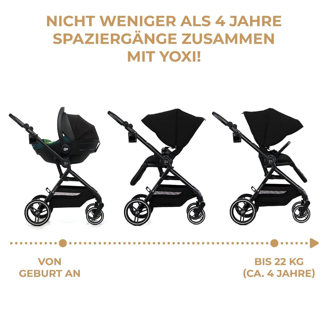Kinderkraft YOXI Kinderwagen, buggy von Geburt bis 22 kg, Einfach Zusammenklappe, Undurchdringlichen