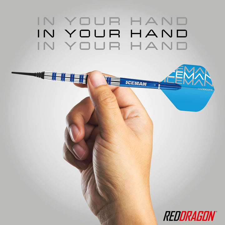 RED DRAGON Gerwyn Price Iceman Challenger Professional Tungsten Darts Set with Flights and Stems 18.