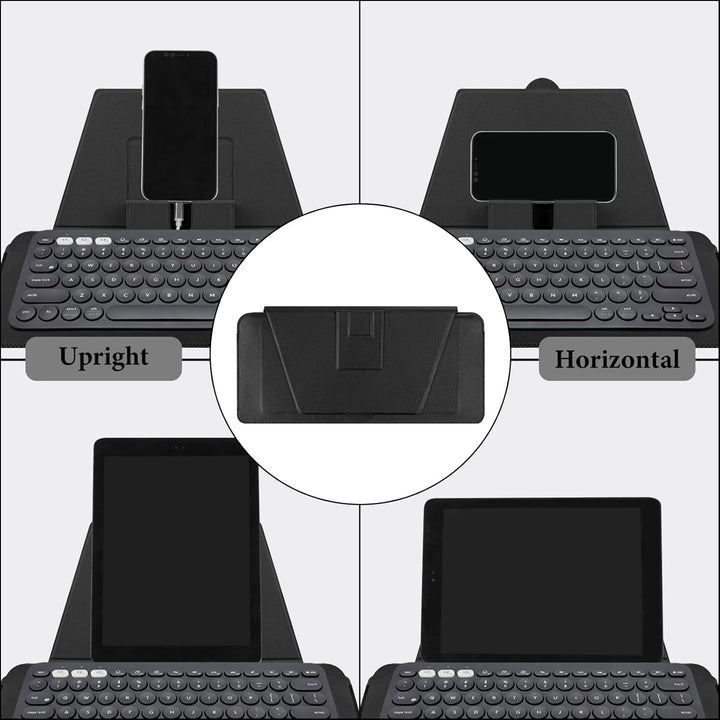 GEEKRIA Compact Keyboard Case, Vegan Leder Travel Case mit Phone und Tablet Halterung, Kompatibel mi