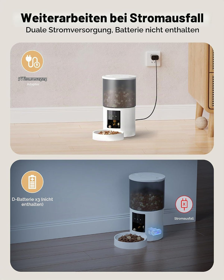 Futterautomat Katze Katzenfutter Automat WiFi: Futterspender Katze mit Massgeschneidert Zeitplan - A