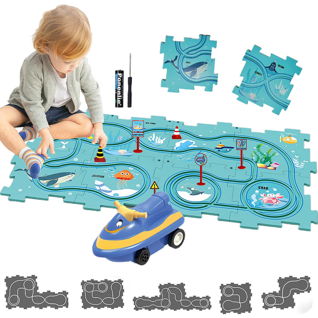 Auto Spielzeug Autorennbahn Spielzeugauto 8pcs DIY-Puzzlebahn für Kinderspielzeug DIY-Route Cars Spi