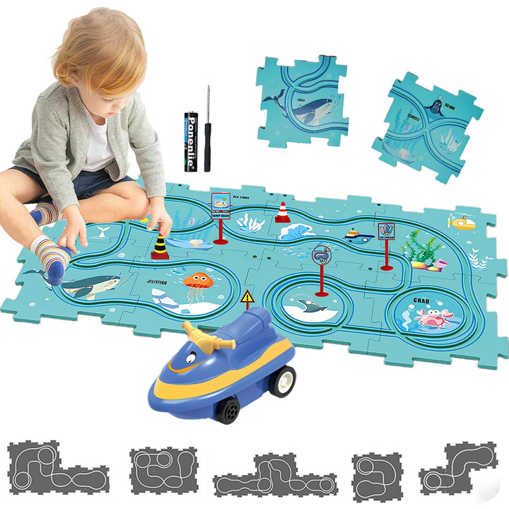 Auto Spielzeug Autorennbahn Spielzeugauto 8pcs DIY-Puzzlebahn für Kinderspielzeug DIY-Route Cars Spi